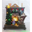 SANTA C/CAMINO LED MUSICA MOV H20,20CM