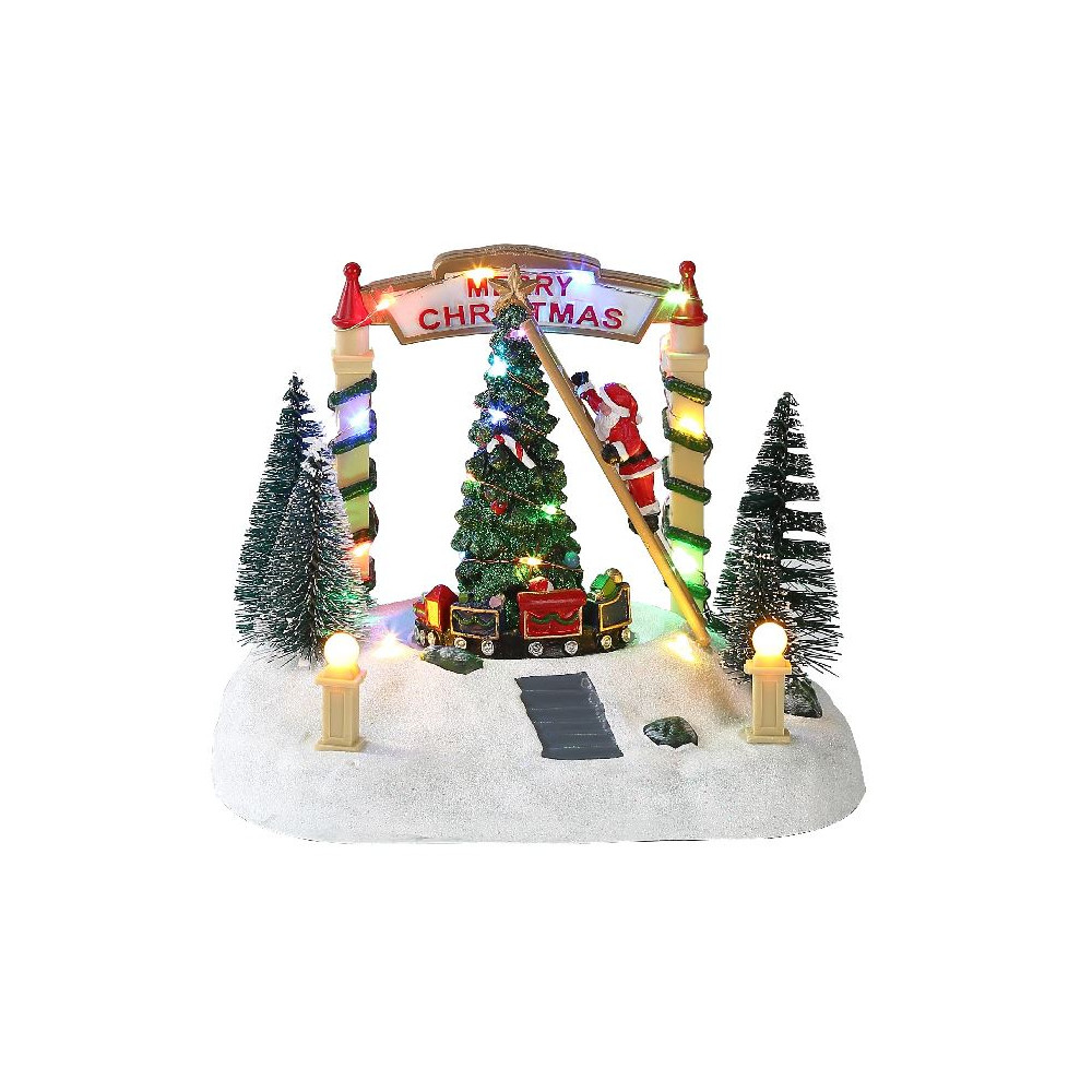 SCENA ALBERO C/SANTA 19X14XH16CM LED MOV