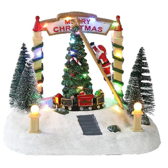 SCENA ALBERO C/SANTA 19X14XH16CM LED MOV