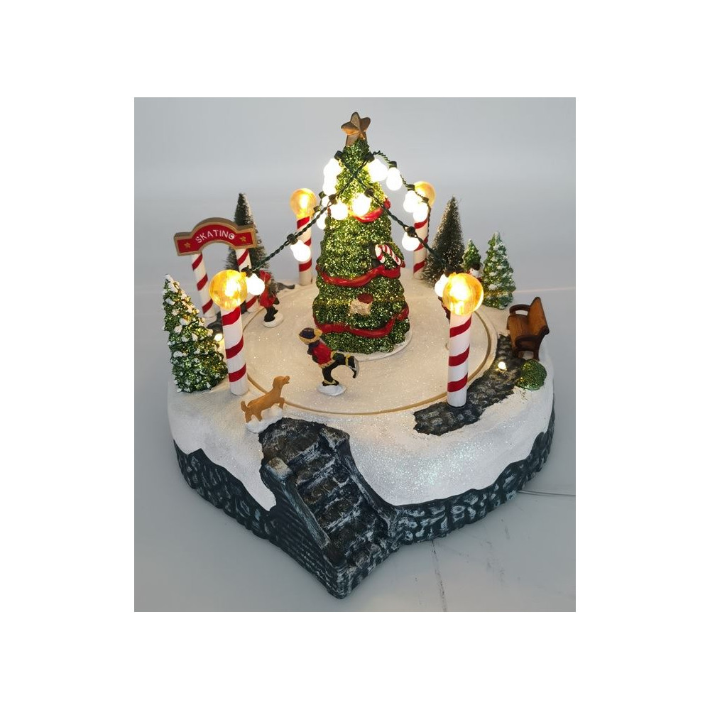 SCENA ALBERO PATTINATORI D22XH18,5CM MUS