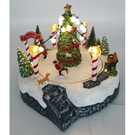 SCENA ALBERO PATTINATORI D22XH18,5CM MUS