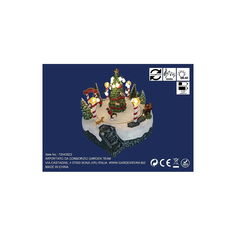 SCENA ALBERO PATTINATORI D22XH18,5CM MUS