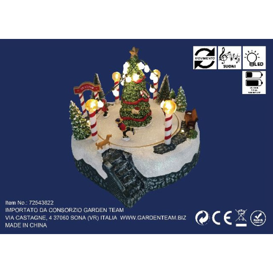 SCENA ALBERO PATTINATORI D22XH18,5CM MUS