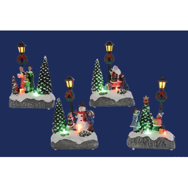 SCENA NATALE C/LAMP 8,5X5,5XH15CM X4ASS