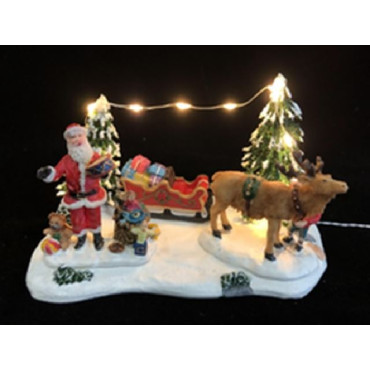 SCENA SLITTA SANTA 15,3X8,7XH9,5CM LED 2
