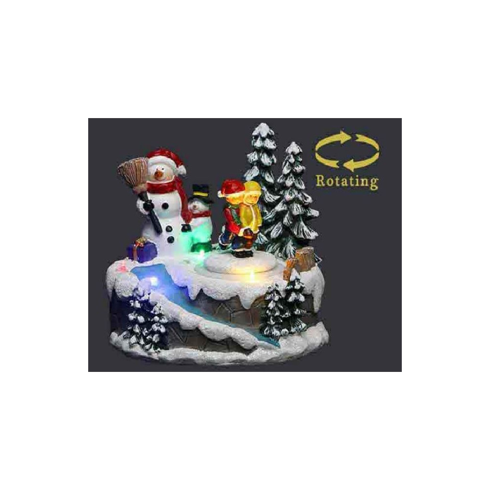 SCENA SNOWMAN E BIMBI LED MOVIM MUS H14