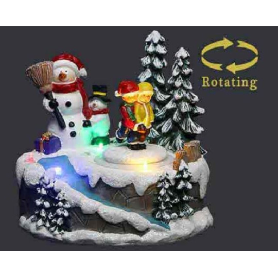SCENA SNOWMAN E BIMBI LED MOVIM MUS H14