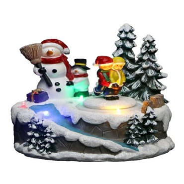 SCENA SNOWMAN E BIMBI LED MOVIM MUS H14 2