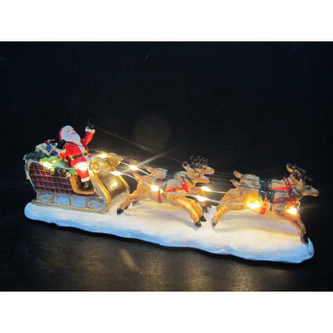 SLITTA SANTA C/RENNE 17,6XH6,3CM LED BAT 2