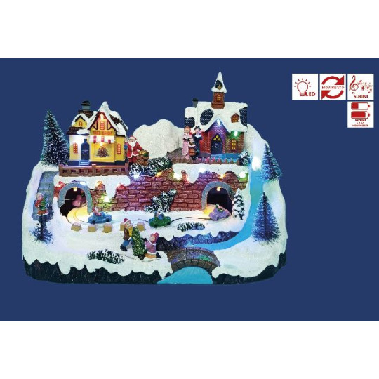 VILLAGGIO 32,9X19,4XH22,3CM LED MOV MUSI