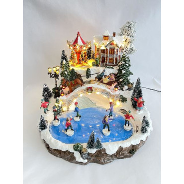 VILLAGGIO 33X35XH29CM PATTINATORI LED MU