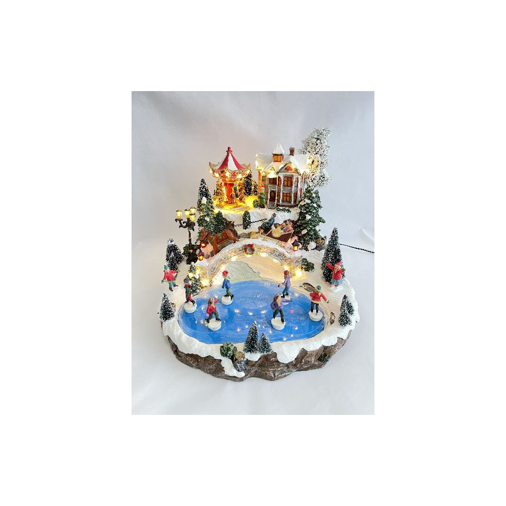 VILLAGGIO 33X35XH29CM PATTINATORI LED MU