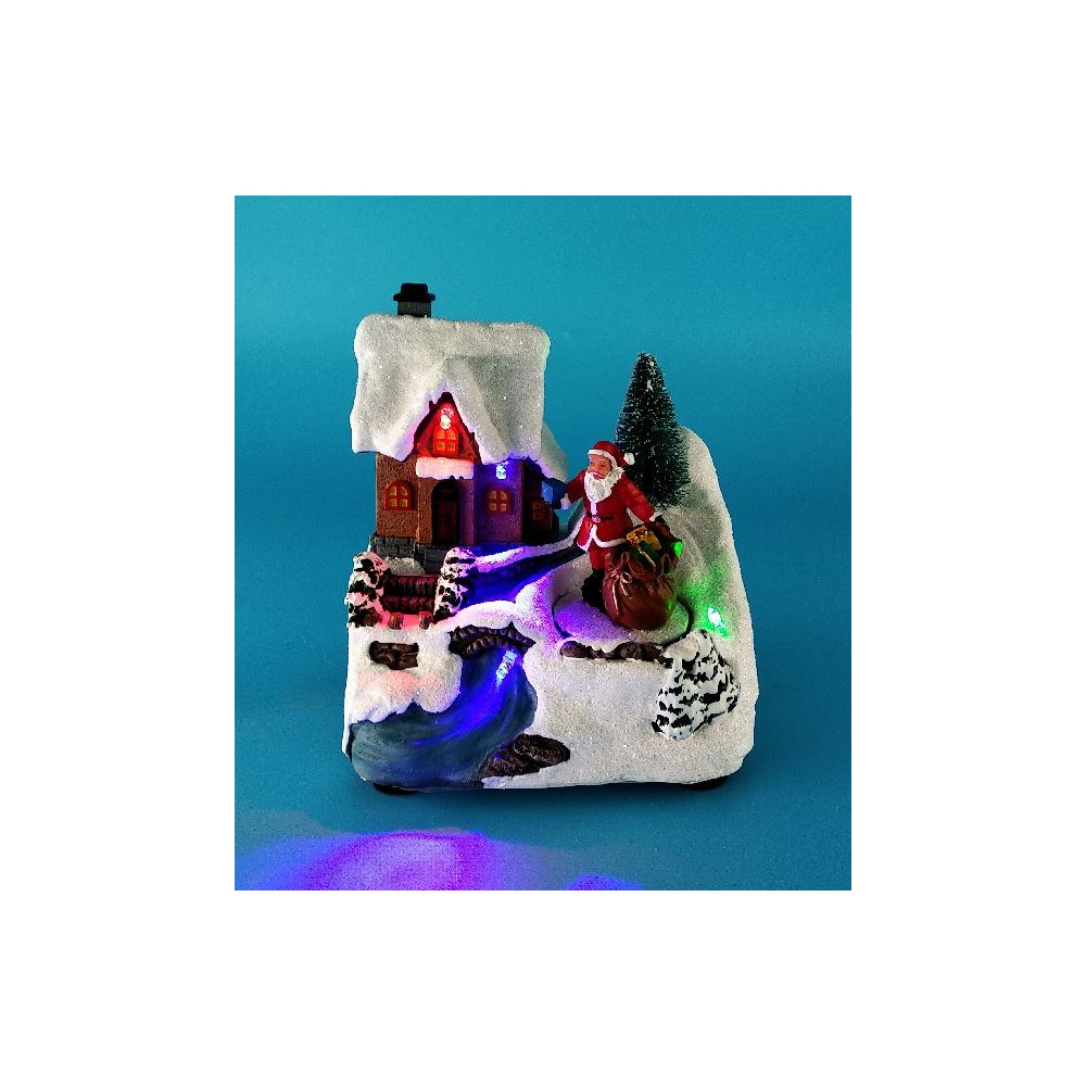 VILLAGGIO C/SANTA LED MUSICA MOV H13,5CM