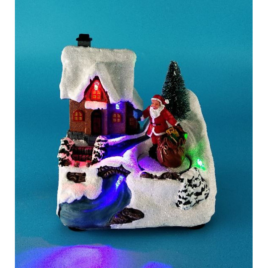 VILLAGGIO C/SANTA LED MUSICA MOV H13,5CM