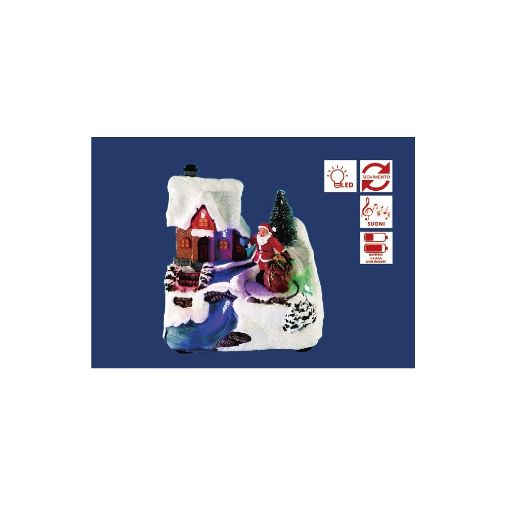 VILLAGGIO C/SANTA LED MUSICA MOV H13,5CM