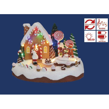 VILLAGGIO GINGERBREAD 22X16,5XH16CM LED 2