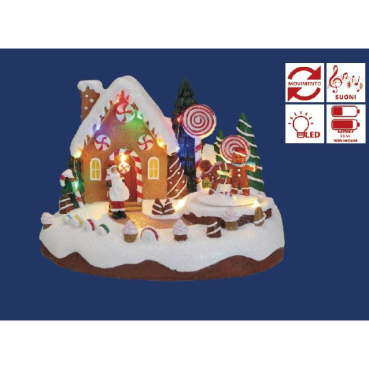 VILLAGGIO GINGERBREAD 22X16,5XH16CM LED