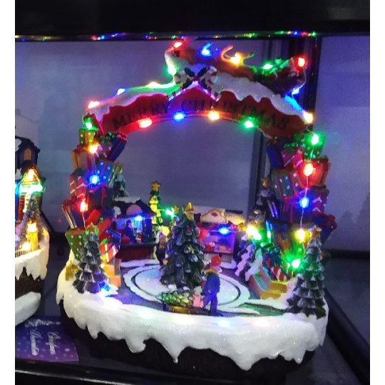 VILLAGGIO MERRY XMAS LUCE MUS MOV H30CM