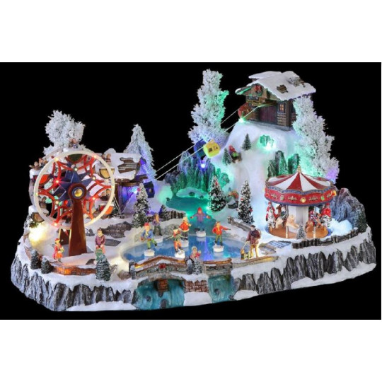 VILLAGGIO PATTINATORI LED MUS MOV 65X45X VILLAGGIO PATTINATORI LED MUS MOV 65X45X