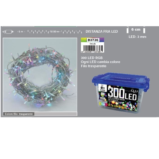 300LED CAVO TRASP RGB CAMBIO CO C/C VALI