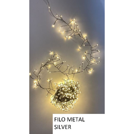 CLUSTER 500LED METAL SILVER BIANCO CALDO
