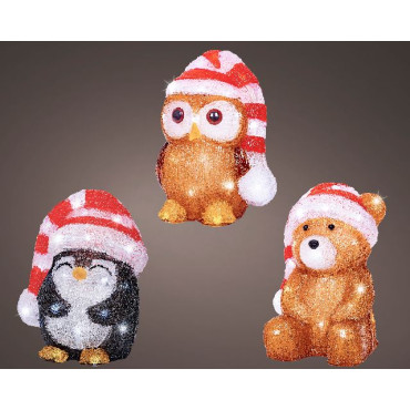 ANIMALETTO ACRIL H21CM 30LED BATT X3ASS
