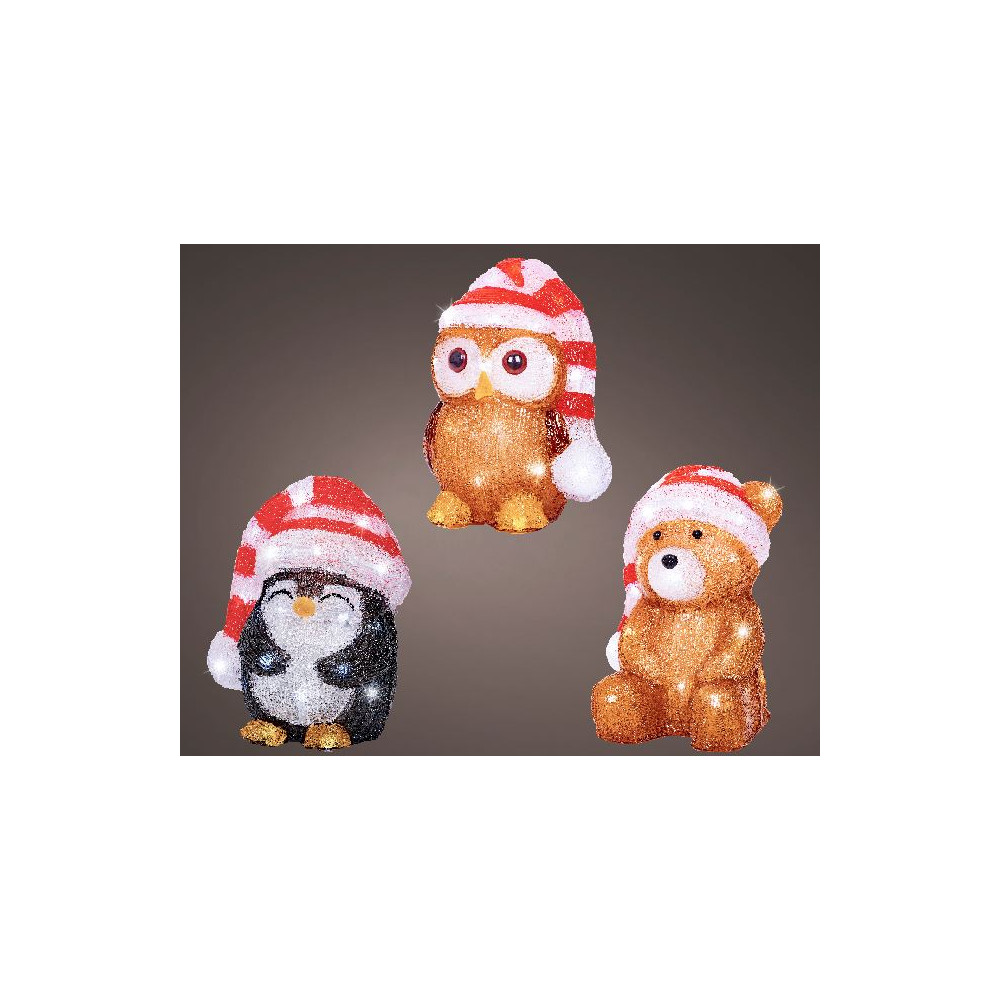 ANIMALETTO ACRIL H21CM 30LED BATT X3ASS