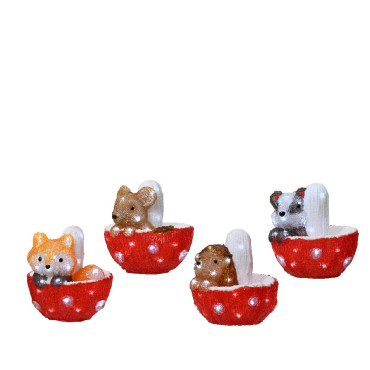 ANIMALI SU FUNGO ACRIL 18,5XH20CM 30LED 2