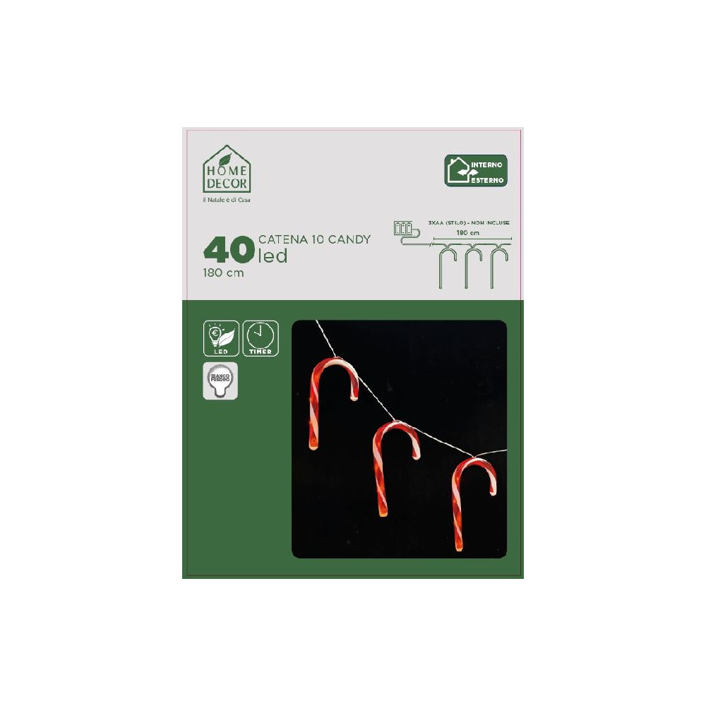 CATENA 10CANDY C/4LED OUTDOOR BATTERIA