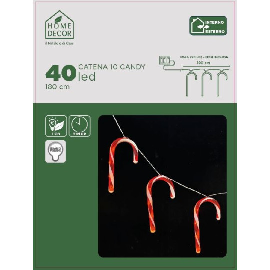 CATENA 10CANDY C/4LED OUTDOOR BATTERIA