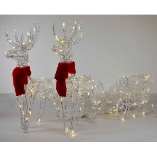 COPPIA RENNE FILO CRISTAL C/SCIARA BIAN