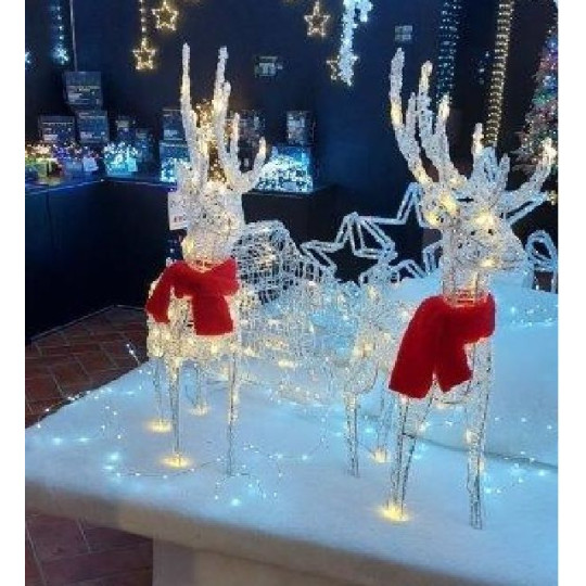 COPPIA RENNE FILO CRISTAL C/SCIARA BIAN