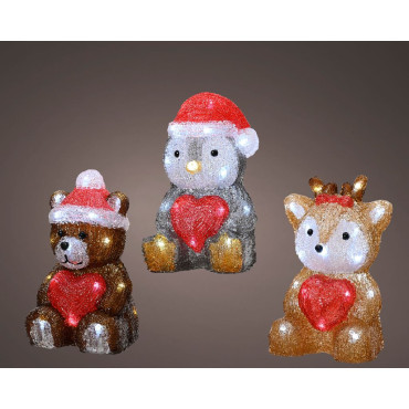 FIG NATALE AC C/CUORE H23,5CM 24LED BATT 2