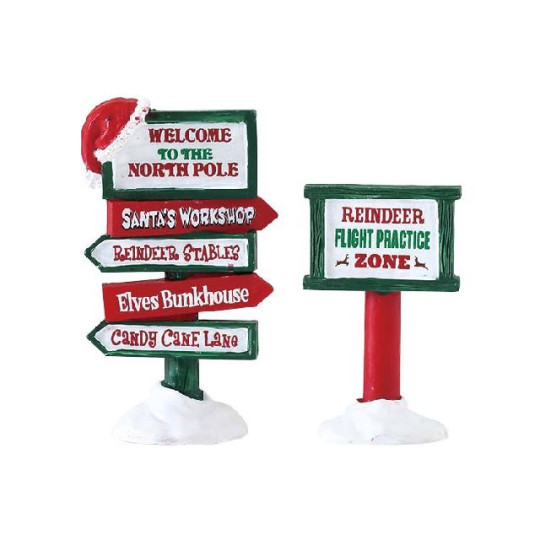 NORTH POLE SIGNS,  SET OF 2