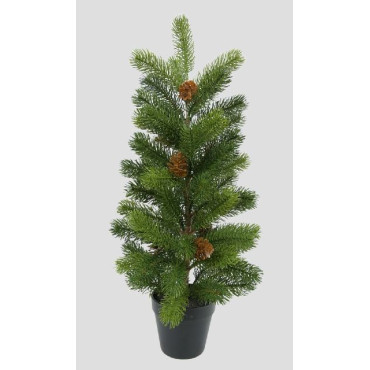 PINO IN VASO H57CM CON PIGNE VERDE