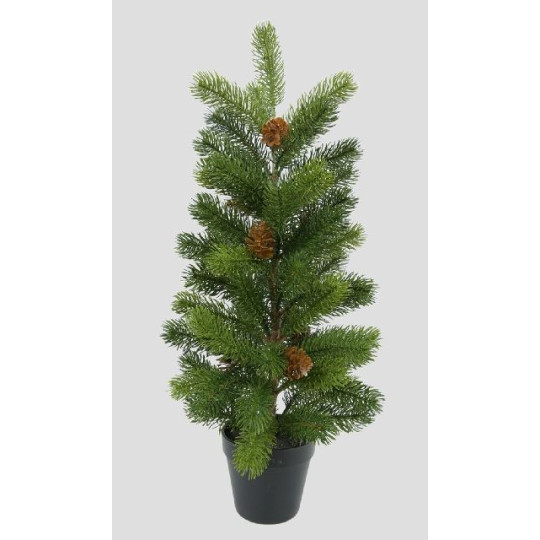 PINO IN VASO H57CM CON PIGNE VERDE