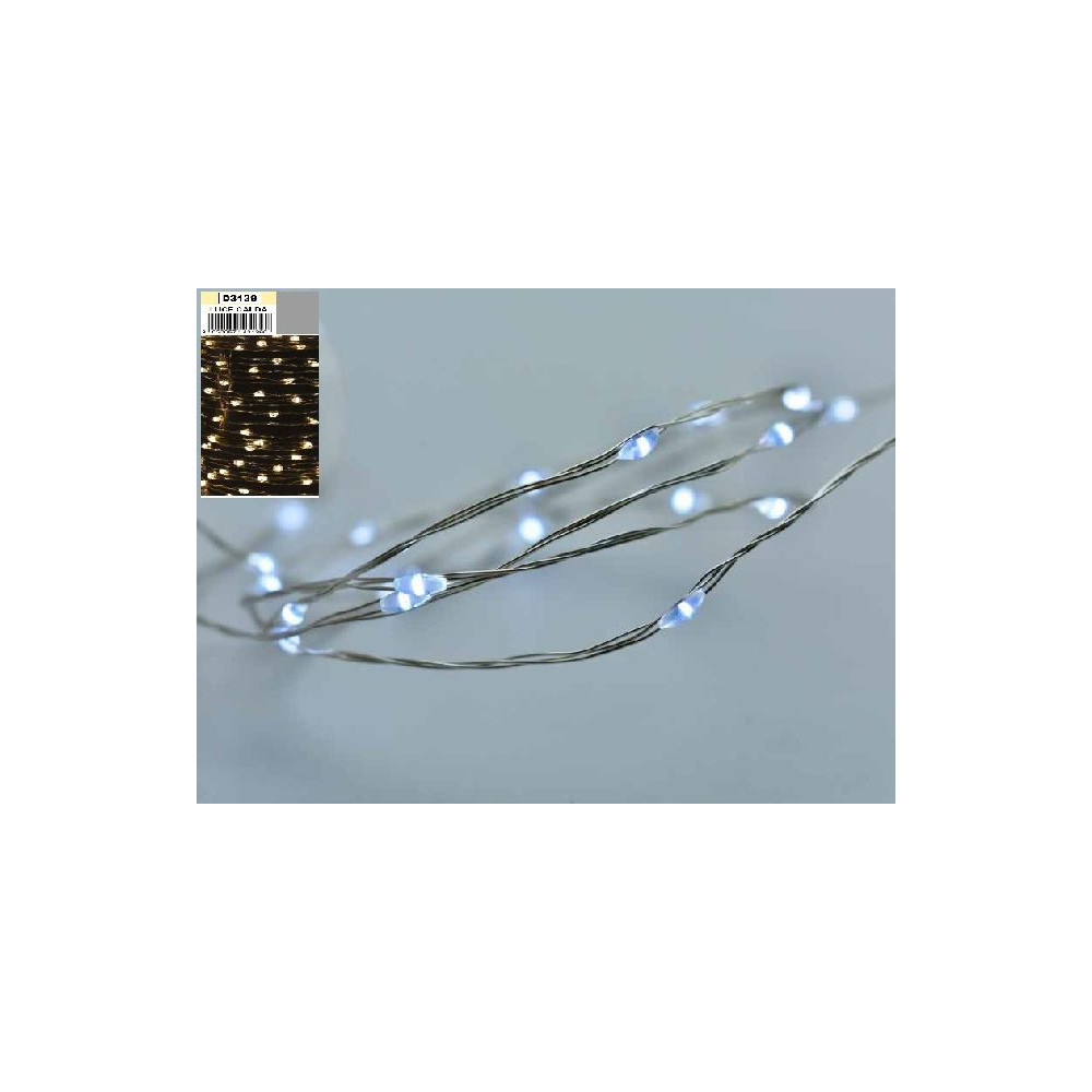300 NANOLED BATT METAL C/TIMER BIANCO CA