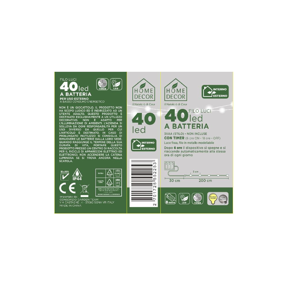 40 MICROLED BATT METAL ARG BIANCO CALDO
