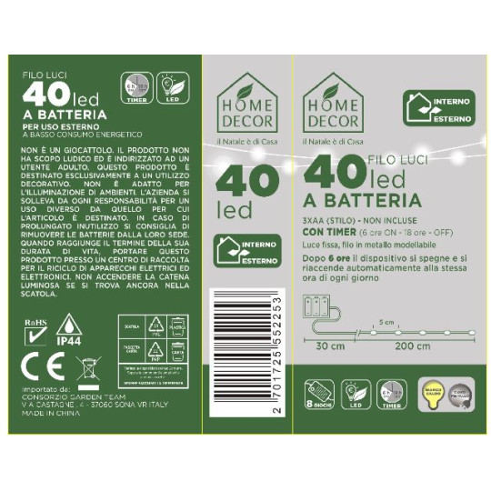 40 MICROLED BATT METAL ARG BIANCO CALDO