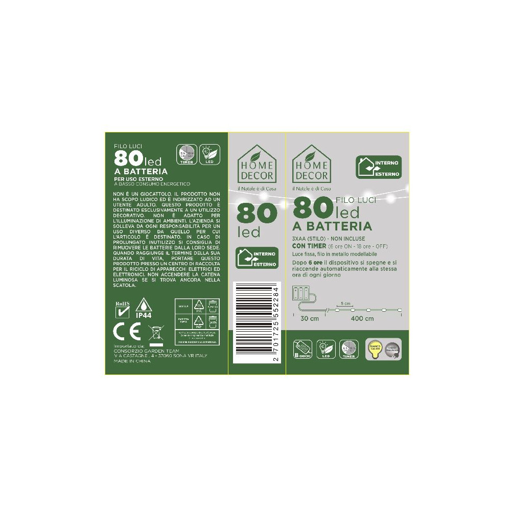 80 MICROLED BATT METAL ARG BIANCO CALDO
