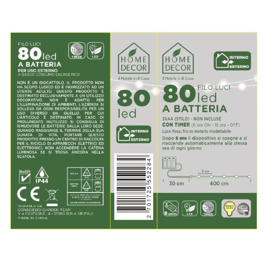 80 MICROLED BATT METAL ARG BIANCO CALDO
