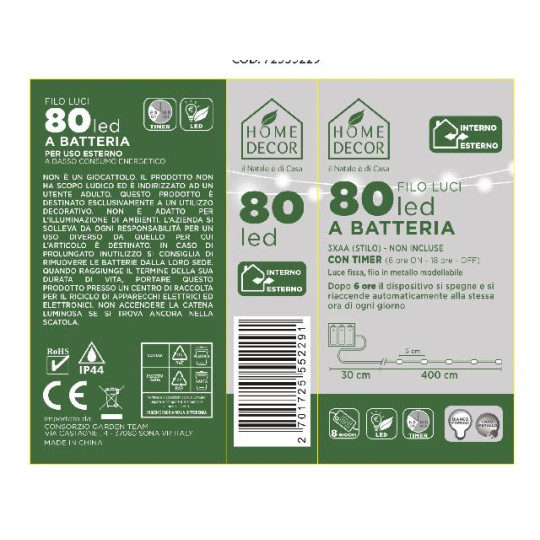 80 MICROLED BATT METAL ARG BIANCO GHIACC