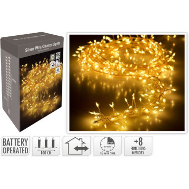 CLUSTER FILO METALLO ARGENTO 100 LED BIA