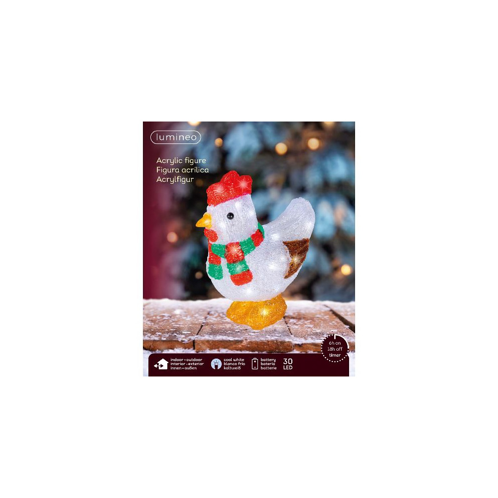 GALLINA NATALE ACRIL 11,5X19XH23CM 30LED