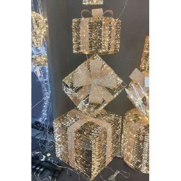 PACCHI REGALO ORO 25X25XH76CM 600LED 2