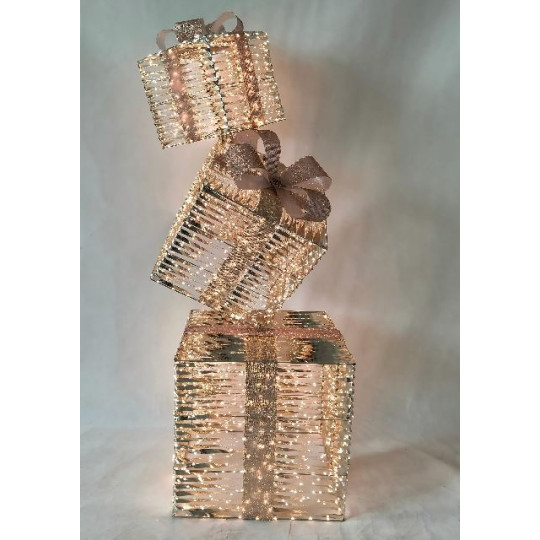 PACCHI REGALO ORO 25X25XH76CM 600LED