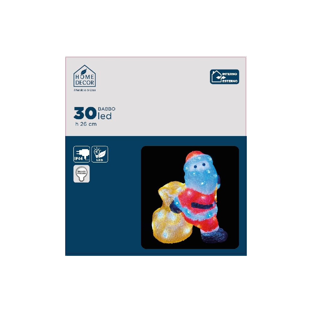 SANTA C/SACCO H26CM ACRIL 30LED FRED OUT