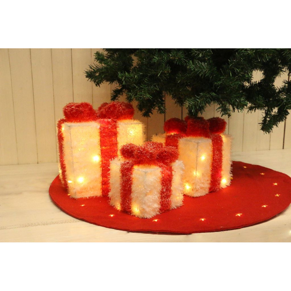 SET 3 PACCHI CON NEVE 60LED BIANCO CALDO