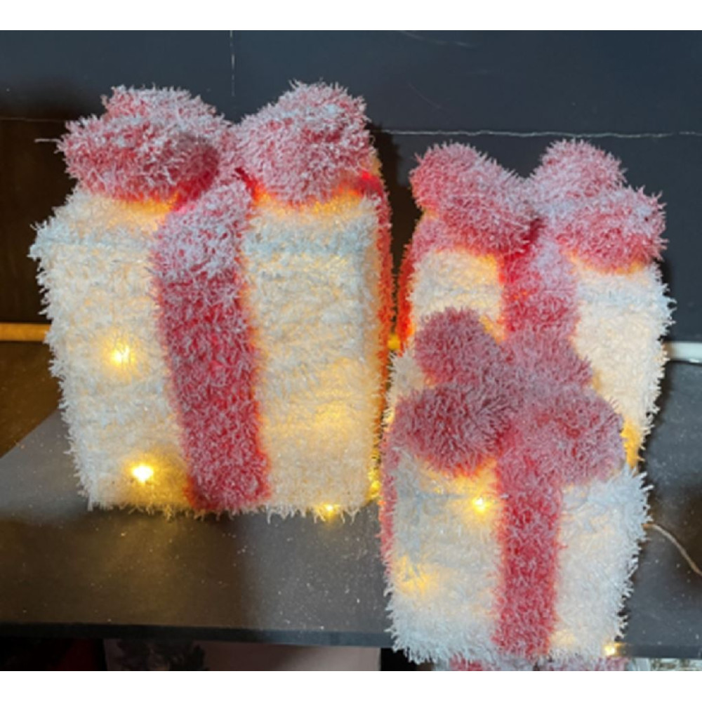 SET 3 PACCHI CON NEVE 60LED BIANCO CALDO
