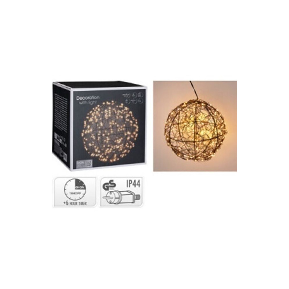 SFERA METAL NERO D18CM LED BIANCO CALDO